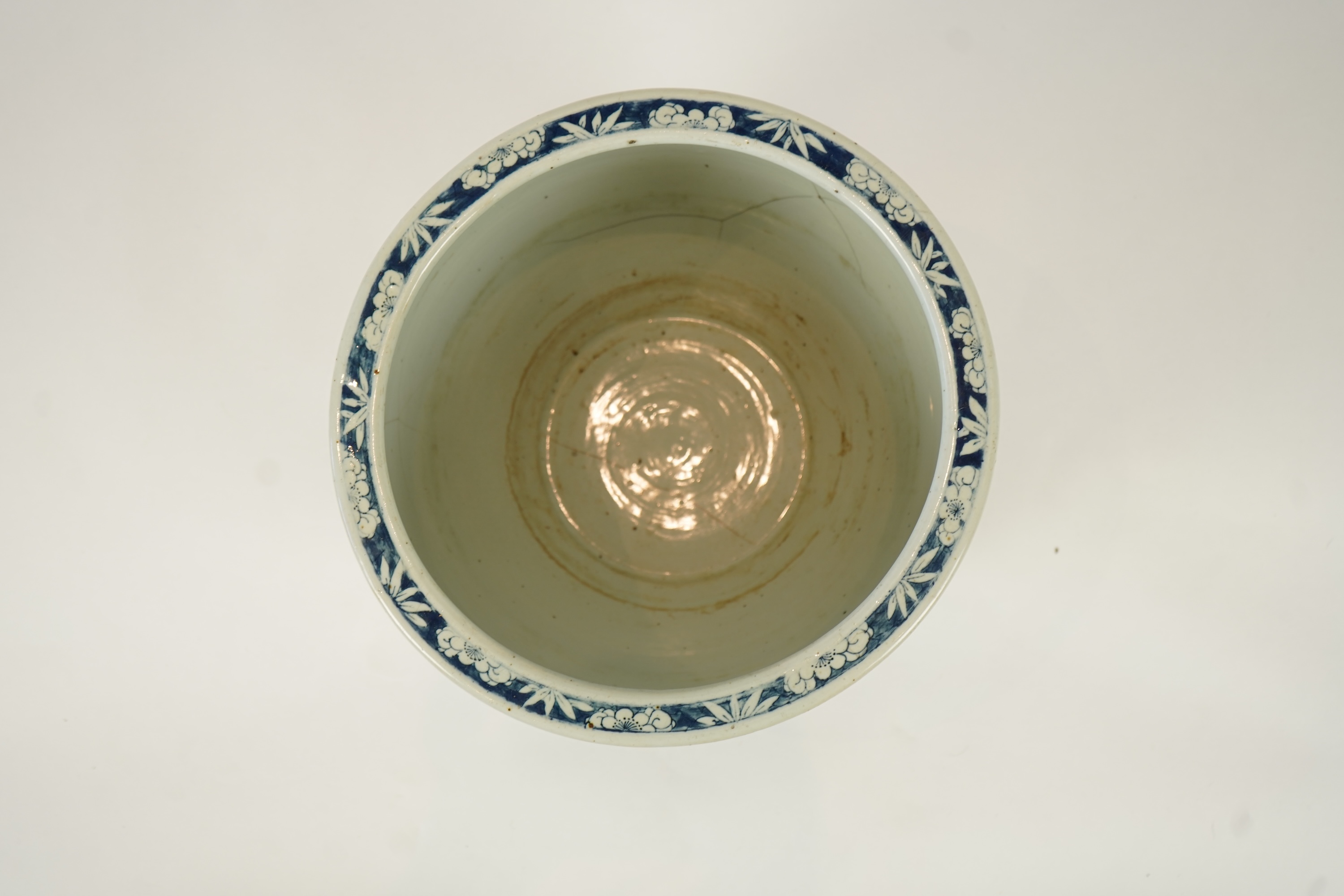 A large Chinese blue and white ‘sages’ fish bowl, early 20th century